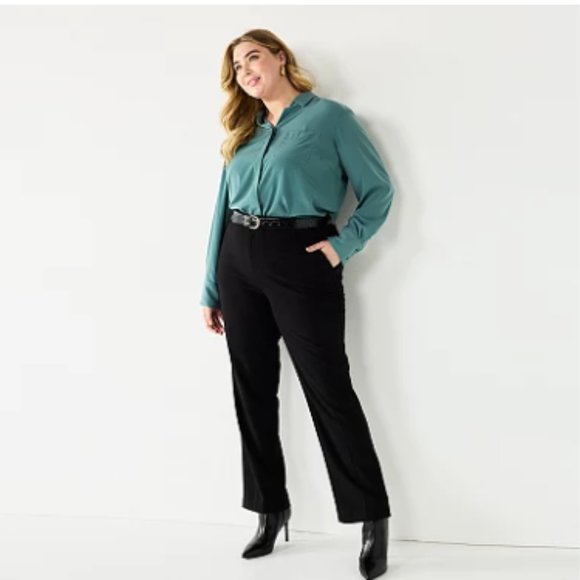 Plus Size Nine West Barely Bootcut Pants Black 18W - Picture 1 of 4